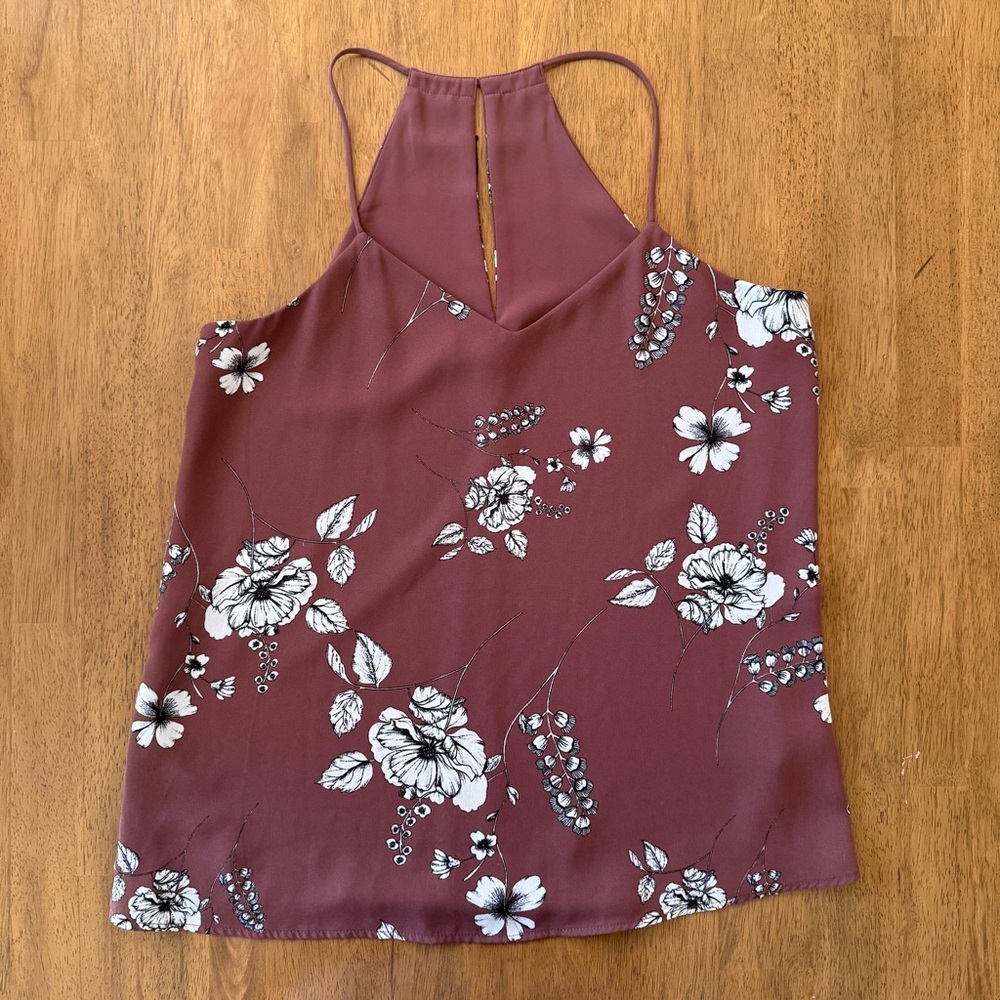 Express Mauve Floral Sleeveless Top, Size S